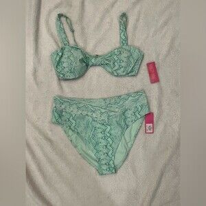 Women’s Green Snake Print Bikini Size XXL by Ninety Nine NWT Adjustable Straps